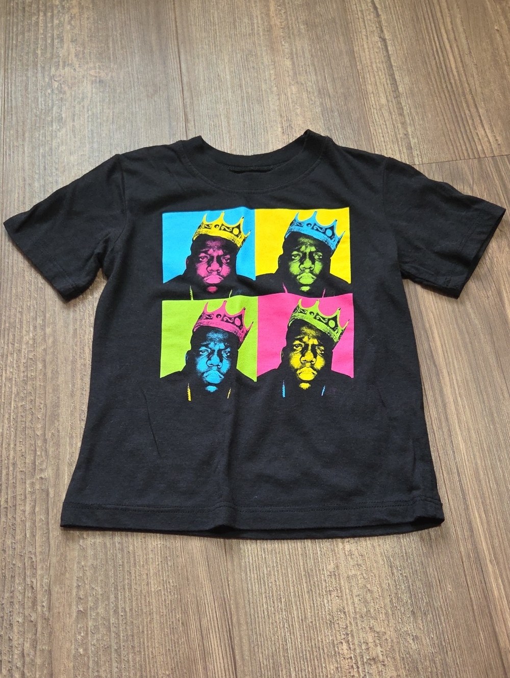 Black Kids Pop-Art Graphic Tee with Multicolor Squares